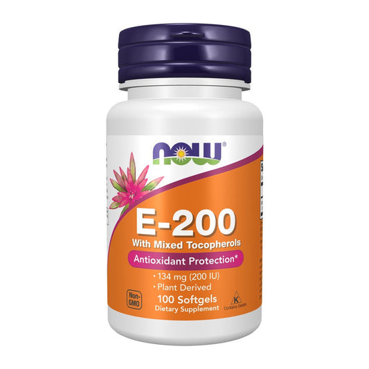 NOW Foods Vitamin E-200 with Mixed Tocopherols - 100 softgels