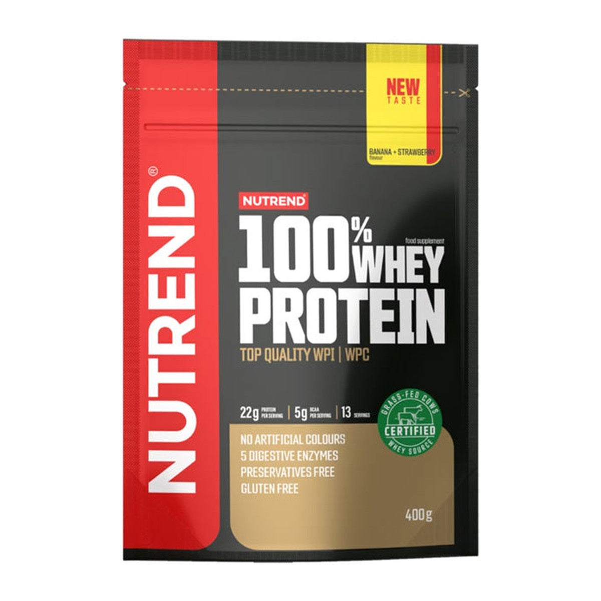 Nutrend 100% Whey Protein, Banana + Strawberry - 400g