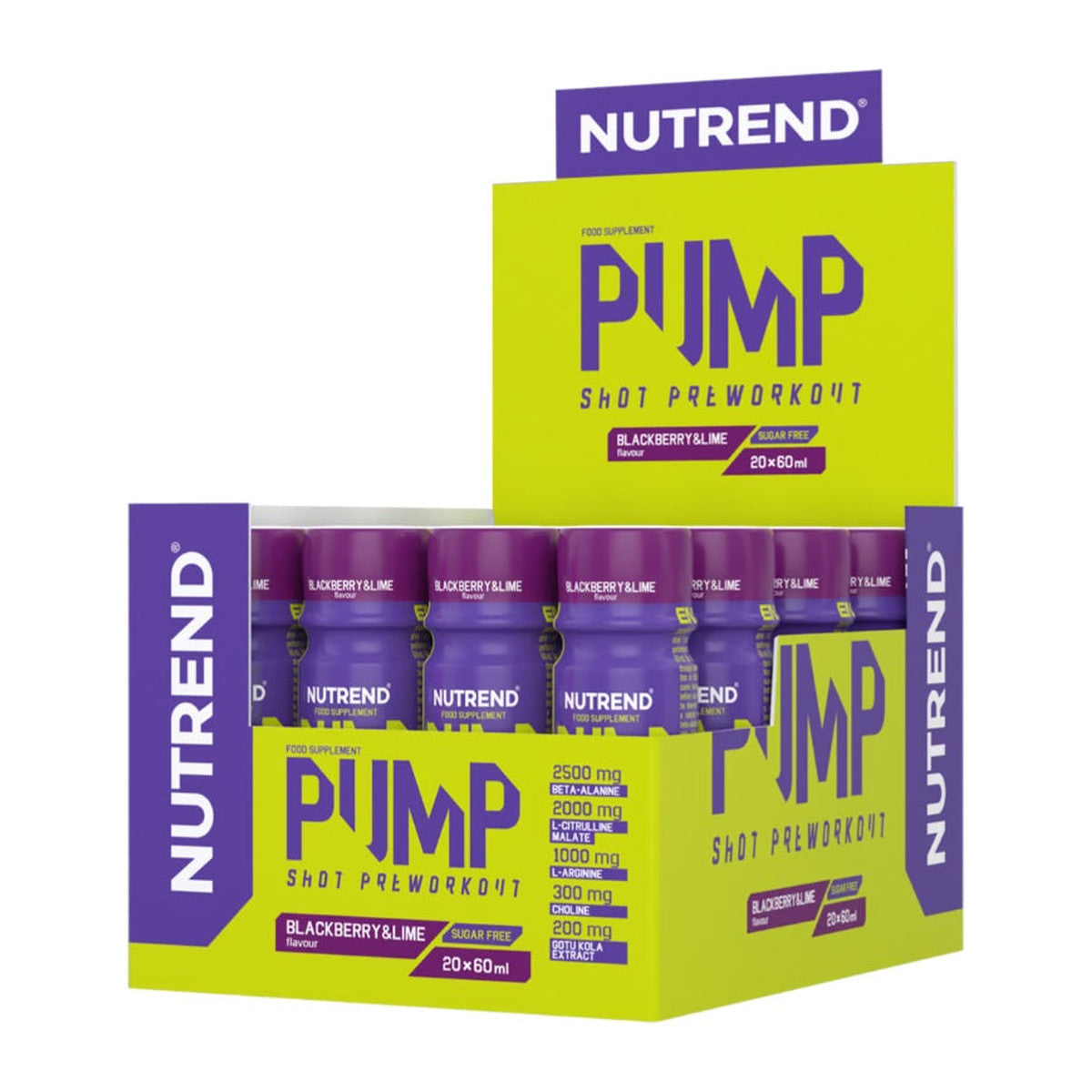 Nutrend Pump Pre-Workout Shot, Blackberry & Lime - 20 x 60 ml.