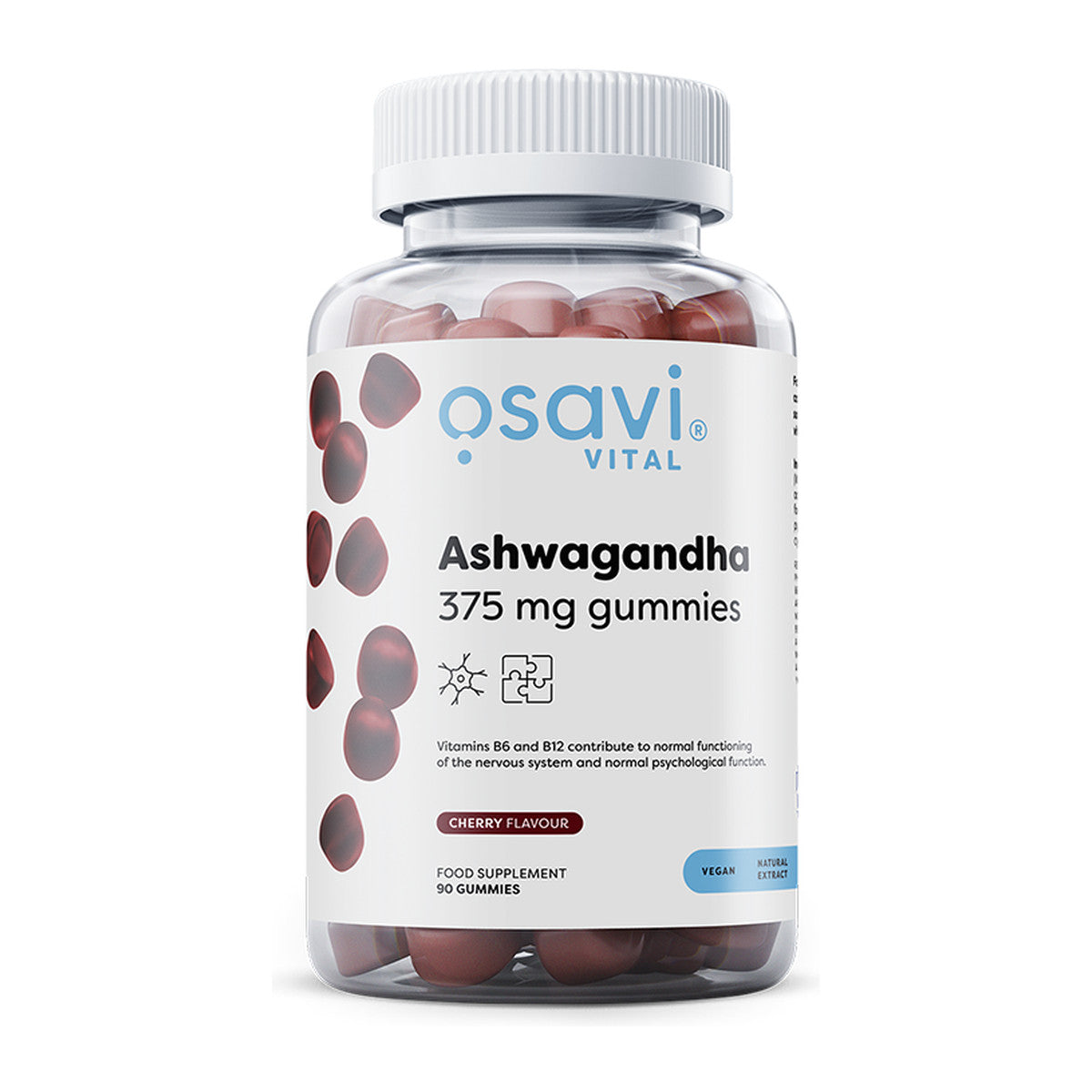 Osavi Ashwagandha 375mg Gummies, Cherry - 90 gummies
