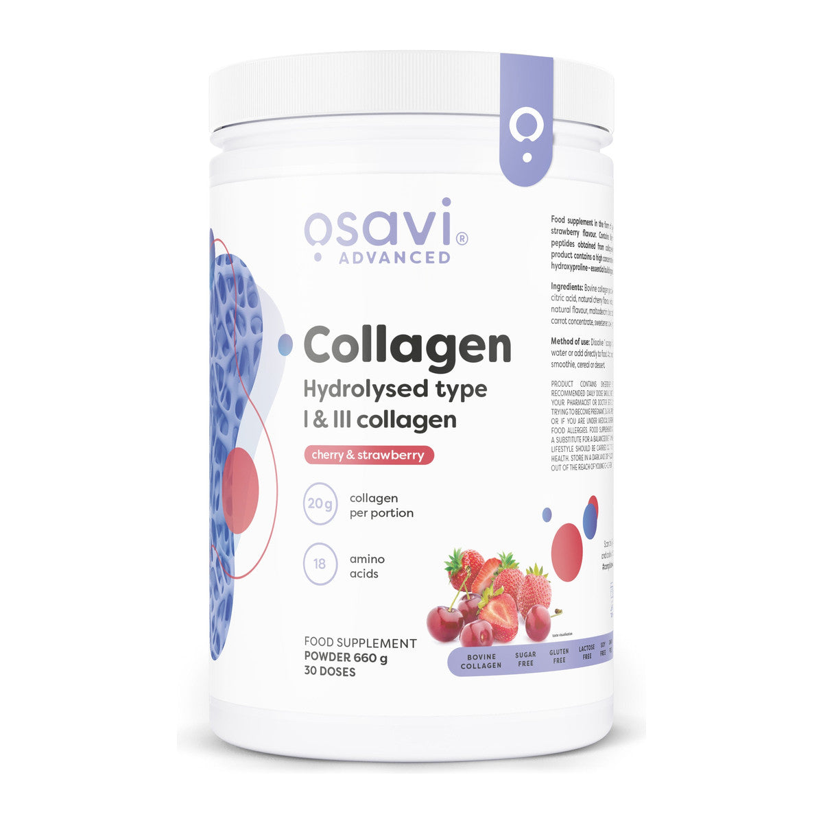 Osavi Collagen Hydrolysed Type I & III, Cherry & Strawberry - 660g