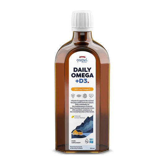Osavi Daily Omega + D3, 1600mg Omega 3 (Natural Lemon) - 250 ml.