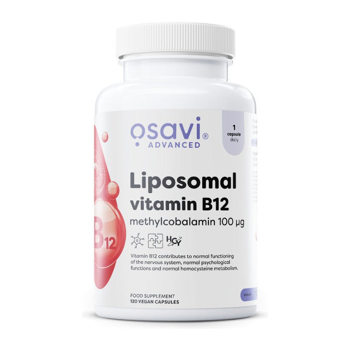 Osavi Liposomal Vitamin B12, Methylcobalamin 100mcg - 120 vegan ca