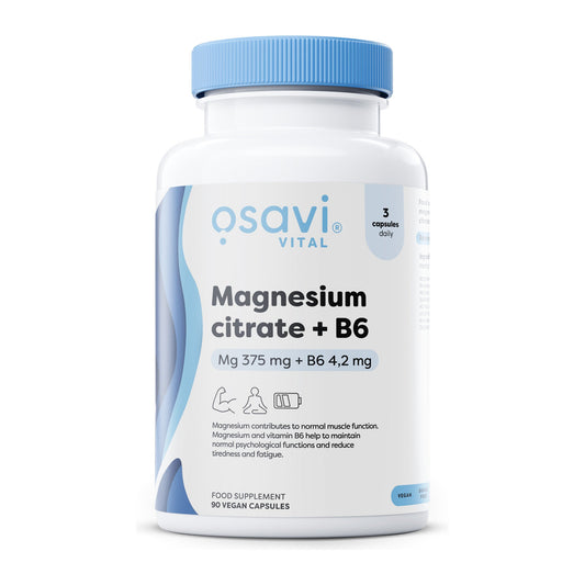Osavi Magnesium Citrate + B6, 375mg + 4.2mg - 90 vcaps