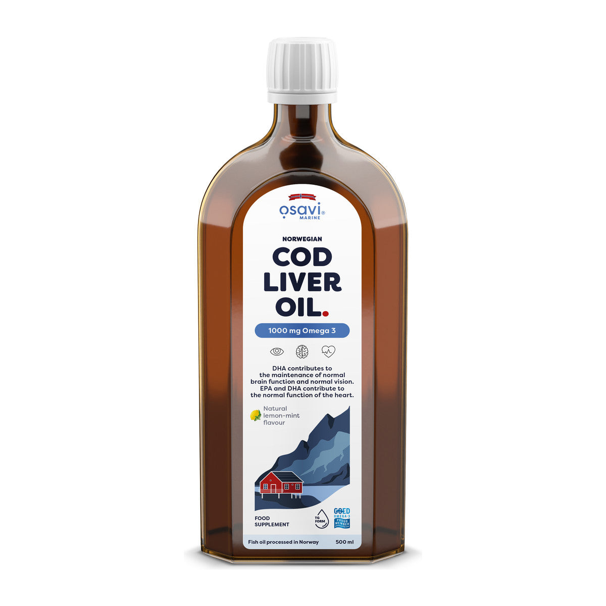 Osavi Norwegian Cod Liver Oil, 1000mg Omega 3 (Lemon-Mint) - 500 m