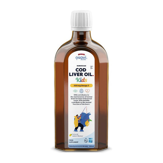 Osavi Norwegian Cod Liver Oil Kids, 500mg Omega 3 (Lemon) - 250 ml
