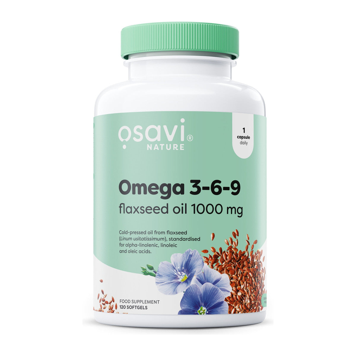 Osavi Omega 3-6-9 Flaxseed Oil, 1000mg - 120 softgels
