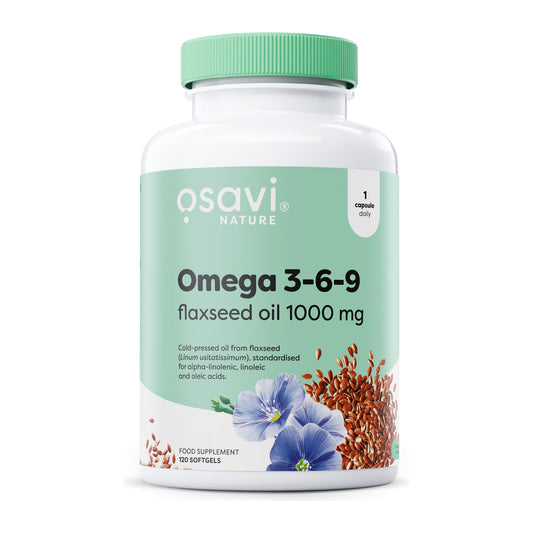Osavi Omega 3-6-9 Flaxseed Oil, 1000mg - 120 softgels