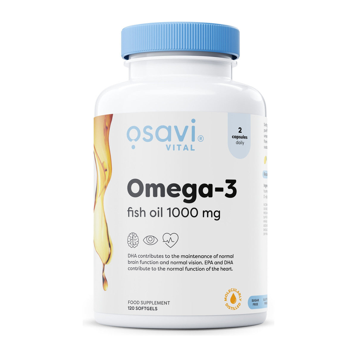 Osavi Omega-3 Fish Oil 1000mg Lemon 120 softgels bottle