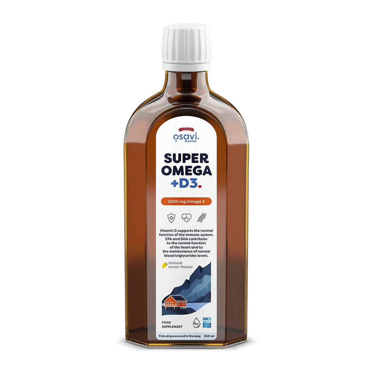 Osavi Super Omega + D3, 2900mg Omega 3 (Lemon) - 250 ml.