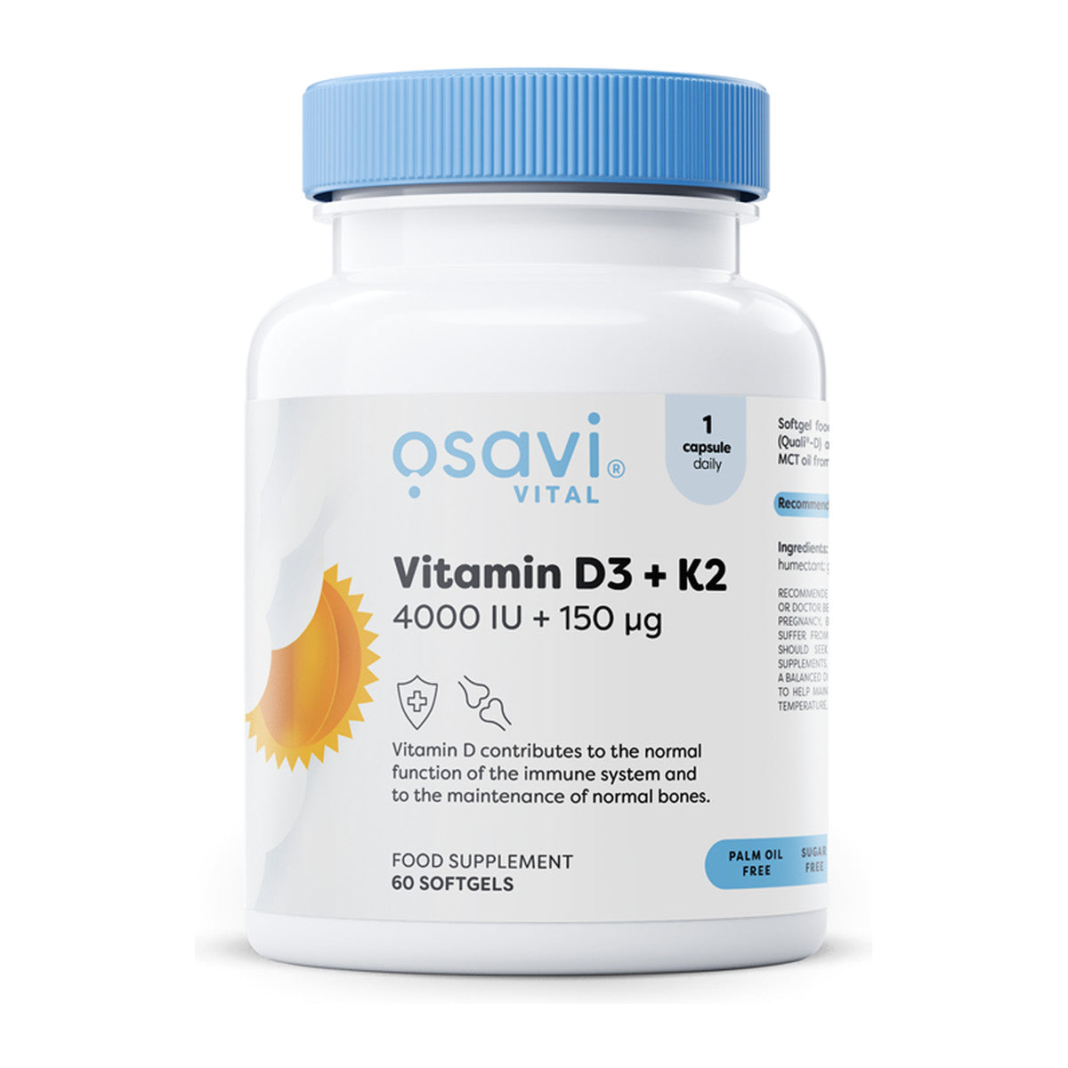 Osavi Vitamin D3 + K2, 4000IU + 150mcg - 60 softgels