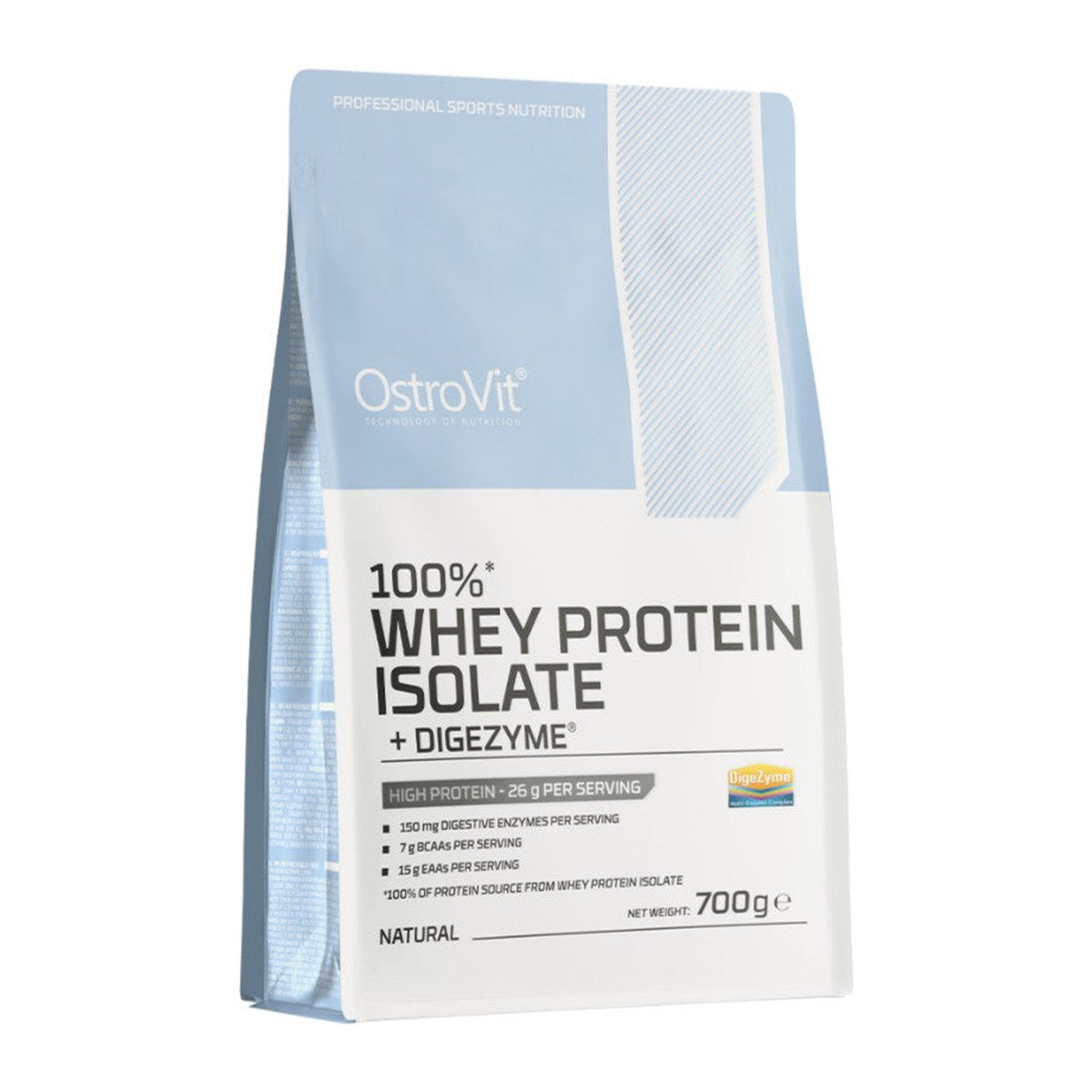 OstroVit 100% Whey Protein Isolate + Digezyme, Natural - 700g