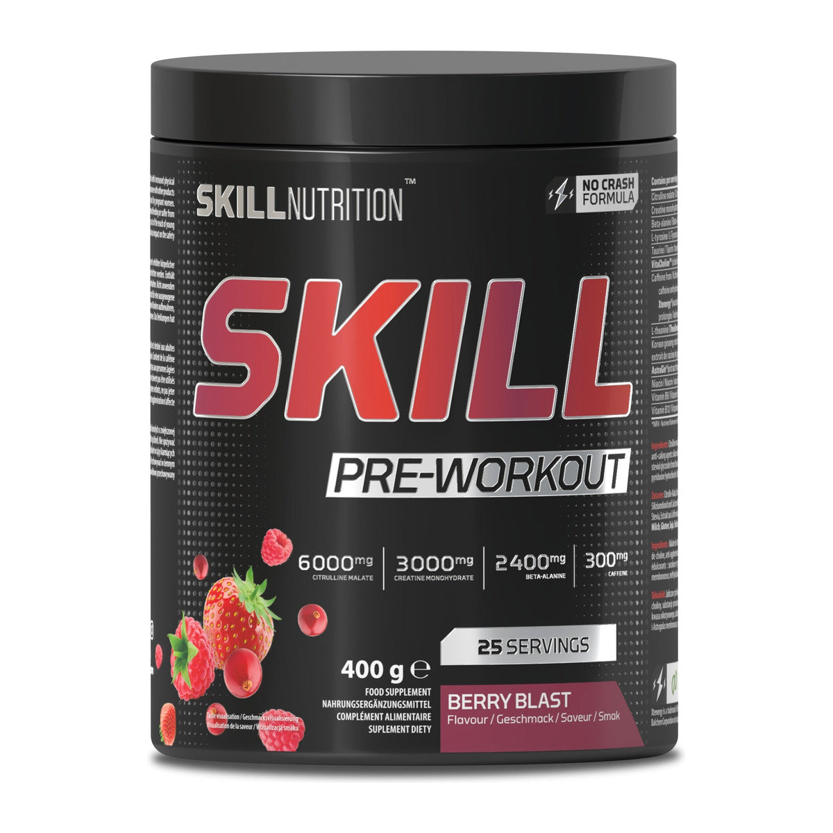 Skill Nutrition Skill Pre-Workout, Berry Blast - 400-412g
