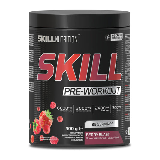 Skill Nutrition Skill Pre-Workout, Berry Blast - 400-412g
