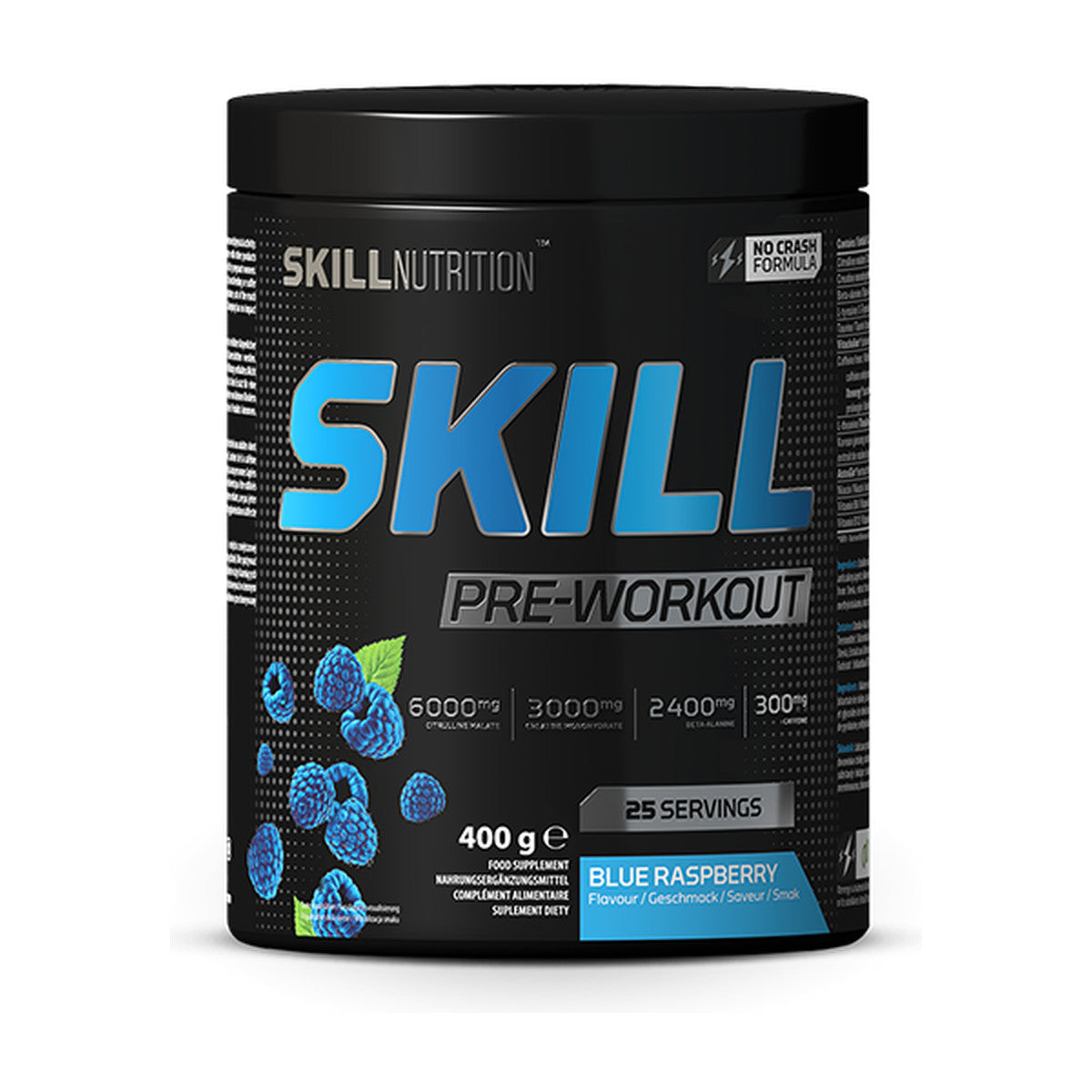 Skill Nutrition Skill Pre-Workout, Blue Raspberry - 400-412g