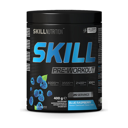 Skill Nutrition Skill Pre-Workout, Blue Raspberry - 400-412g