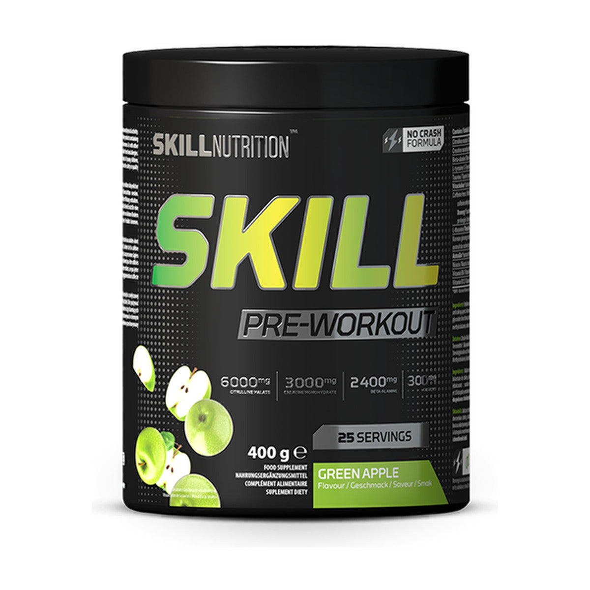 Skill Nutrition Skill Pre-Workout, Green Apple - 400-412g