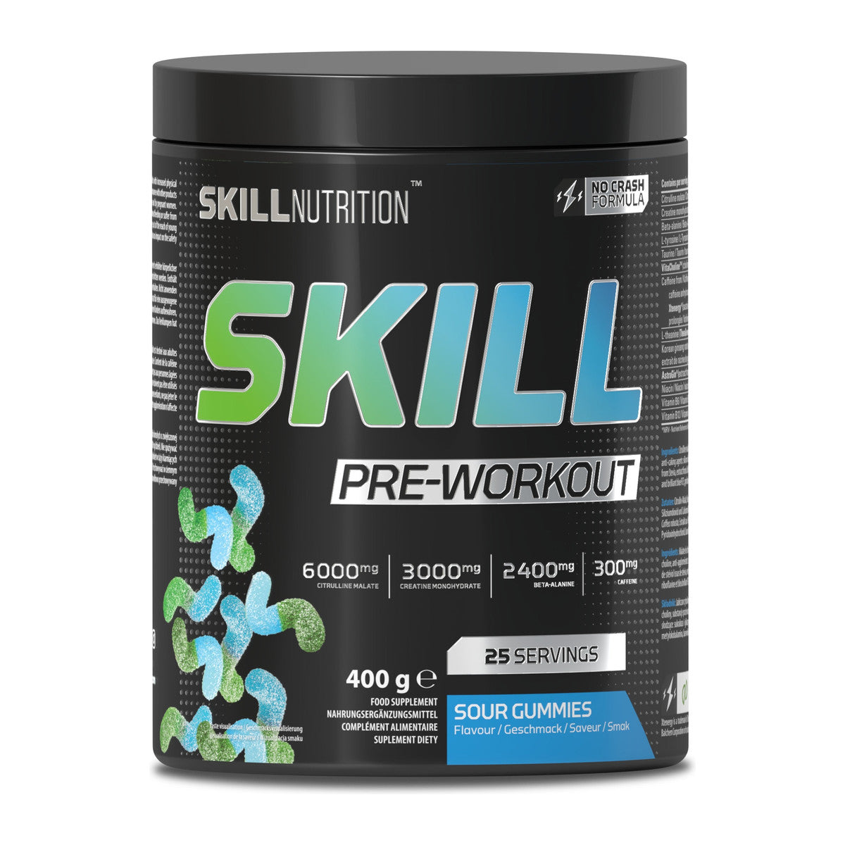 Skill Nutrition Skill Pre-Workout, Sour Gummies - 400-412g