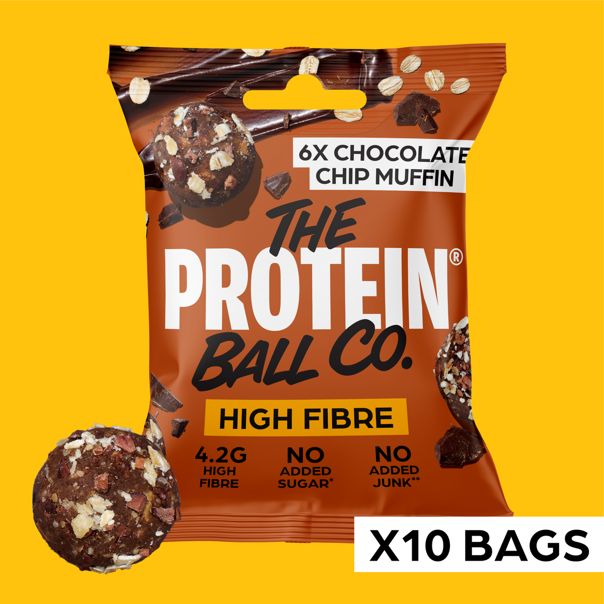 The Protein Ball Co Breakfast To-Go Protein + Vitamin Balls 10x46g Choc Chip Muffin