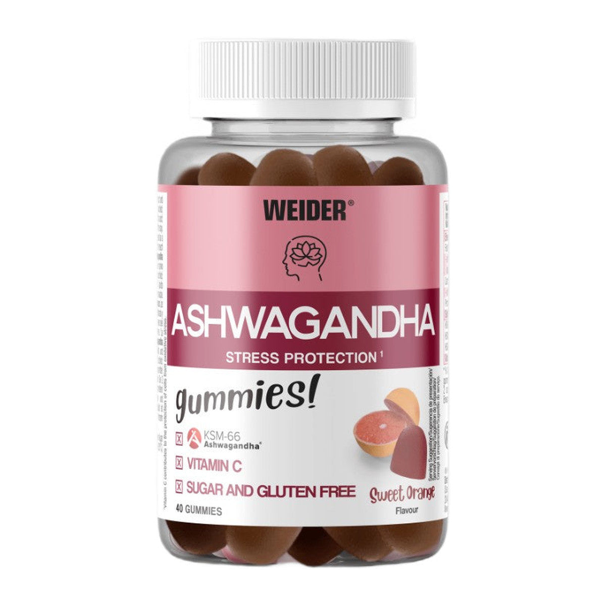 Weider Ashwagandha Gummies, Sweet Orange - 40 gummies