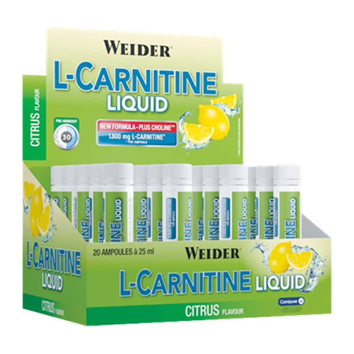 Weider L-Carnitine Liquid, Citrus - 20 x 25 ml.