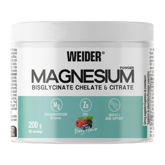 Weider Magnesium Bisglycinate Chelate & Citrate, Berry - 200g