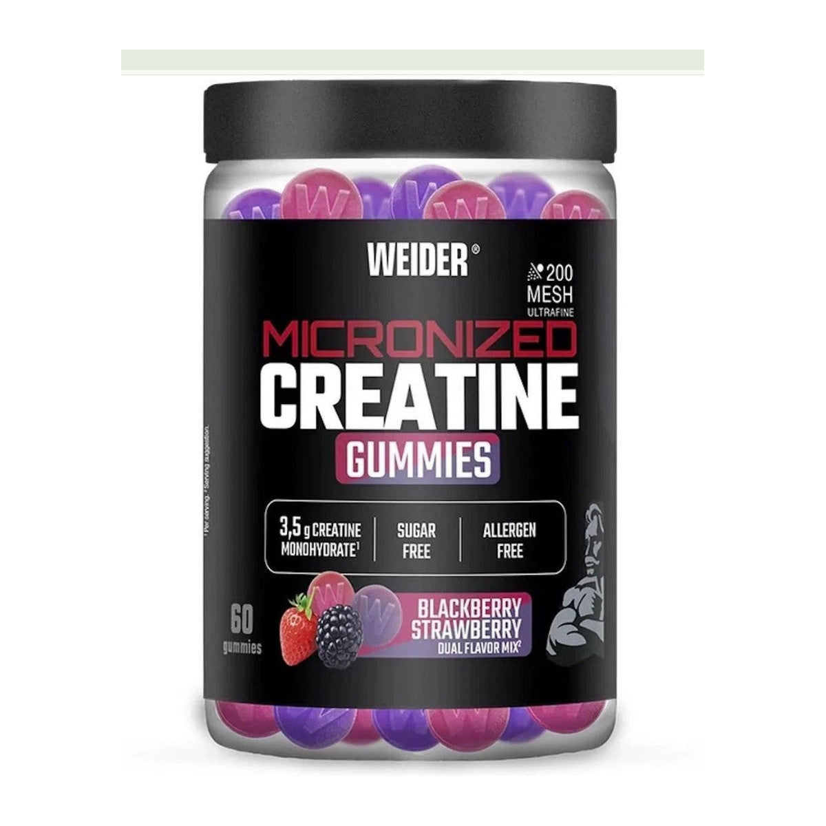 Weider Micronized Creatine Gummies, Blackberry Strawberry Dual Fla